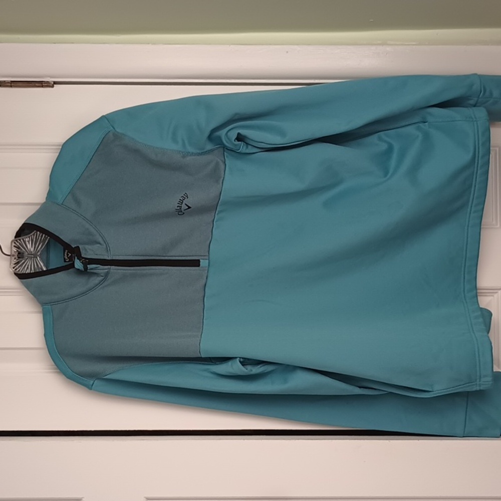 Callaway Golf Men's Teal & Black Trim Quarter-Zip Jacket Size XL.